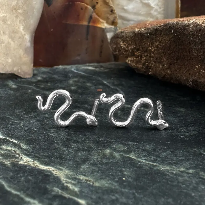 Sterling Silver Squiggle Snake Post Earrings
